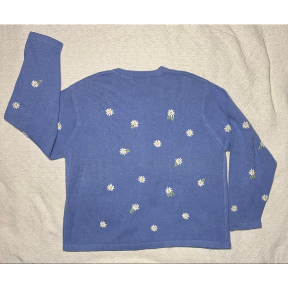 NWT VINTAGE 80s/90s Orvis Periwinkle Blue Daisy Cardigan Ramie/Cotton Size XL - Picture 6 of 6